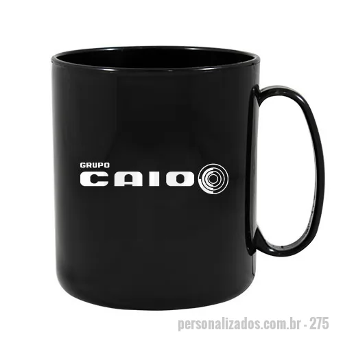 Caneca personalizada personalizada - Capacidade de 400 ml. Caneca Redonda fabricado em Plástico Premium (PP) atóxico, cores vivas, acabamento impecável e resistente a microondas e máquina de lavar.