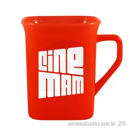 Caneca personalizada personalizada - Capacidade 250ml. Caneca Quadrada com design exclusivo Grupo BB. Fabricado em Plástico Premium (PP) atóxico, cores vivas, acabamento impecável e resistente a microondas e máquina de lavar.