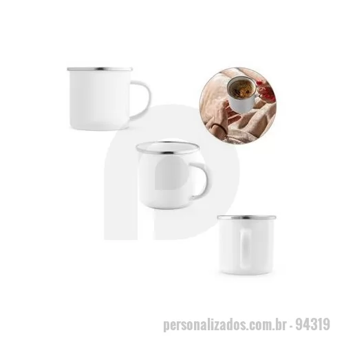 Caneca personalizada personalizada - Caneca personalizada com acabamento esmaltado é um brinde personalizado elegante e de muita utilidade.