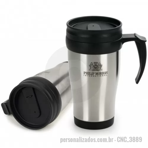 Caneca personalizada personalizada - Caneca de Inox, semi térmica, com capacidade para 400 ml. Personalização a laser.