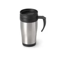 Caneca de viagem térmica produzida em aço inox e polipropileno, com estrutura de parede dupla isolada a ar e capacidade de até 420 mL. O corpo metálico oferece resistência para acompanhar a rotina, enquanto a tampa e a alça em PP tornam o uso mais co