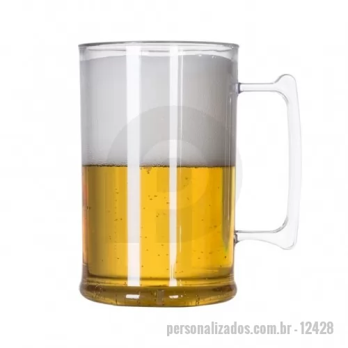 Caneca plástica personalizada - Caneca acrílica de 500ml com cabo reto.