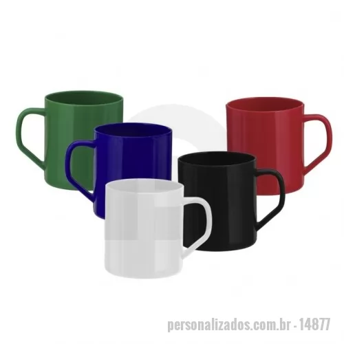 Caneca plástica personalizada - Caneca plástica com capacidade de 400ml.  Altura :  9,4 cm  Largura :  11,5 cm  Circunferência :  26,8 cm  Medidas aproximadas para gravação (CxL):  8,5 cm x 5 cm  Tamanho total aproximado  (CxL):  Diâmetro: 8,2 cm  Peso aproximado (g):  49