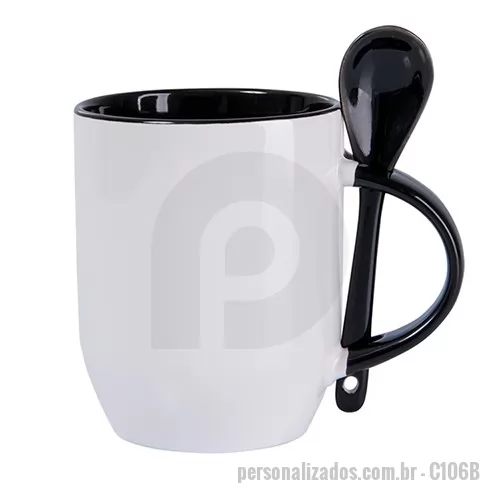 Caneca porcelana ou cerâmica ou vidro personalizada - Caneca é o tipo de brinde promocional prático e funcional que todo mundo gosta de ter na mesa de trabalho para tomar água ou café ao longo do dia. Fabricada em cerâmica, acompanha colher e conta com capacidade para 325ml, a caneca de cerâmica bicolor personalizada é uma ótima opção para surpreender clientes e colaboradores em seu evento ou ação promocional. A caneca é branca por fora, com a parte interna e a alça disponíveis na cor preta. Também utilizadas como porta trecos ou porta caneta em ambientes corporativos, as canecas são brindes promocionais perfeitos para divulgar o diferencial da sua marca ou campanha com criatividade e eficiência. Personalize com sua marca em sublimação e compre a partir de 12 unidades.