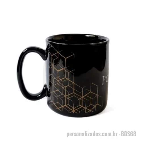 Caneca porcelana personalizada - Caneca Personalizada Chocolate 300ml Preta