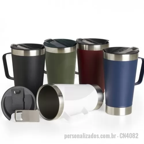 Caneca térmica personalizada - Caneca térmica Personalizada - CN4082 - Caneca Térmica Inox com Abridor 500ml - 153957 - Caneca térmica