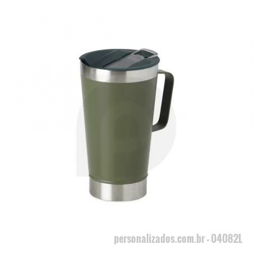 Caneca térmica personalizada - Caneca térmica de inox com capacidade para 500ml. Acompanha uma tampa de plástico e um abridor de garrafas. O abridor fica preso em um encaixe existente na tampa, porém é removível.  ATENÇÃO: Além desse modelo, temos dezenas de outras opções de canecas..
