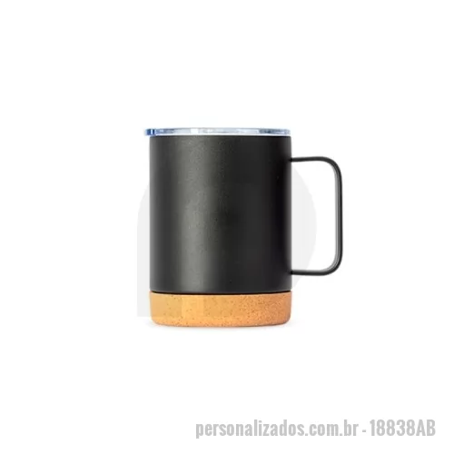 Caneca térmica personalizada - Caneca térmica Personalizada - 18838AB - Caneca Térmica Inox 330ml – Compacta, Moderna e Eficiente  Descrição: Caneca térmica produzida em aço inoxidável com pintura eletrostática e fundo em cortiça. Conta com estrutura de parede dupla e vedação a vácuo, que auxiliam na conservação da temperatura de bebidas quentes ou frias por mais tempo. Possui tampa plástica com trava de segurança no bocal e capacidade total de 330ml.  Especificações: Altura: 11,8 cm Largura: 11,9 cm Circunferência: 27,7 cm Área de gravação: 8 x 8 cm Peso: 302 g  Elegante e funcional, é perfeita para uso diário, escritório ou como brinde personalizado de alto padrão. - 178272 - Caneca térmica