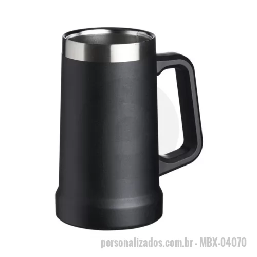 Caneca térmica personalizada - Caneca térmica de inox com pegador plástico, capacidade de 700ml.