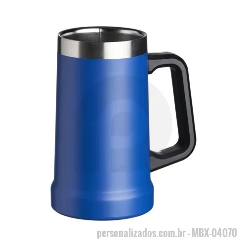 Caneca térmica personalizada - Caneca térmica de inox com pegador plástico, capacidade de 700ml.