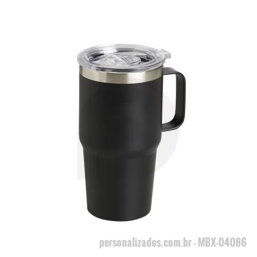 Caneca térmica personalizada - Caneca térmica de Inox com capacidade para 700ml. Acompanha uma tampa de plástico transparente .