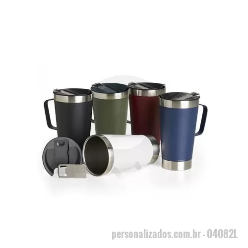 Caneca térmica personalizada - Caneca personalizada com abridor é um brinde personalizado inovador.