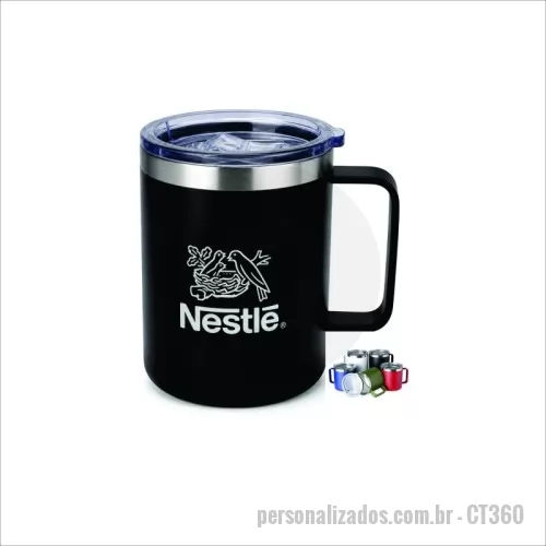 Caneca térmica personalizada - Caneca térmica Personalizada - CT360 - Caneca térmica personalizada em aço inox com capacidade de 360ml. Possui parede dupla para melhor conservação da temperatura das bebidas, tampa transparente com abertura para consumo e acabamento premium fosco. Ideal para brindes corporativos, ações promocionais, eventos, campanhas de marketing, programas de incentivo e presentes empresariais. Ampla área para gravação da logomarca.  - 182161 - Caneca térmica