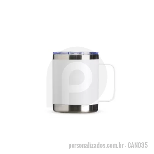 Caneca térmica personalizada - Compacta e elegante, esta caneca térmica de inox com capacidade de 350ml traz parede dupla para ajudar a manter bebidas na temperatura ideal por mais tempo, seja no café da manhã, no trabalho ou em momentos de pausa. A tampa acrílica com bocal e trav