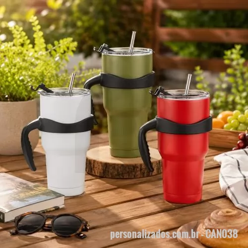 Caneca térmica personalizada - Com estrutura em inox e capacidade para 800ml, esta caneca térmica oferece versatilidade para diferentes momentos do dia, seja no trabalho, em viagens, na academia ou durante a rotina em casa. O conjunto acompanha duas tampas acrílicas: uma com bocal