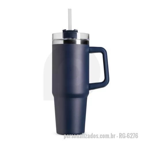 Caneca térmica personalizada - Caneca térmica até 900ml, parede dupla, interior inox 304, exterior inox 201 pintado. Tampa rosqueável acrílica com acesso para canudo.