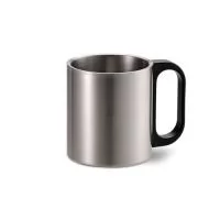 Caneca personalizada em aço inox. Impressão da logomarca em laser. Embaladas individualmente em caixas de papelão.
