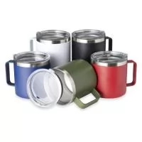 Descrição: Caneca térmica de inox 450ml com parede dupla e tampa com acesso ao bocal.  Altura :  10,3 cm  Largura :  13 cm  Circunferência :  31,5 cm  Medidas aproximadas para gravação (CxL):  7 cm X 6 cm
