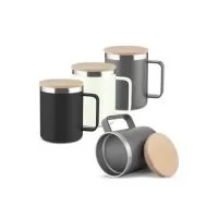 Caneca térmica em inox com pintura eletrostática e capacidade de até 350 ml. Apresenta estrutura de parede dupla, permitindo a conservação de líquidos por mais tempo. Dispõe ainda com tampa em bambu com anel de vedação em silicone. Altura : 11,5 cm L