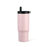 Caneca térmica em inox 304 com capacidade de até 750ml, pintura eletrostática, parede dupla e vedação a vácuo, desenvolvida para conservar a temperatura dos líquidos por mais tempo. Possui alça lateral em plástico, tampa rosqueável com acesso para ca