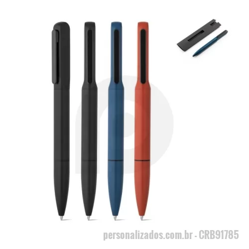 Caneta de alumínio personalizada - Esferográfica em alumínio 94% reciclado com iluminação no clipe  Esferográfica em alumínio(VALERIUS. ) 94% reciclado e escrita em azul.   Quando personalizado no clipe permite que ao ser rodado ilumine o seu logotipo ou personalização.   Fornecida em bolsa de oferta. ø12 x 140 mm    CRB91785