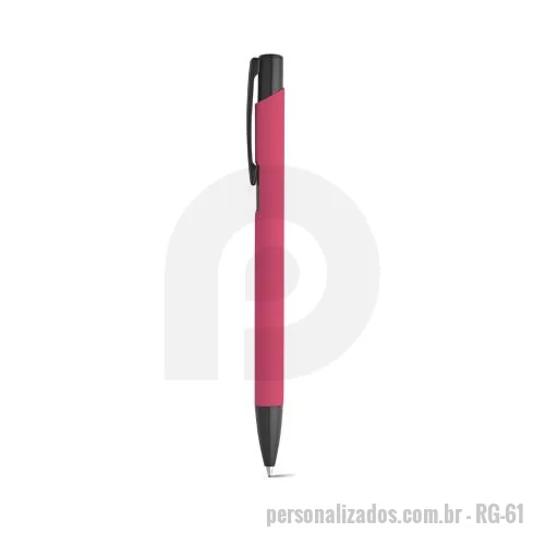Caneta de alumínio personalizada - Caneta esferográfica em alumínio com corpo colorido, acabamento emborrachado e clipe de metal. Escrita em preto até 1.5 km. ø10 x 137 mm
