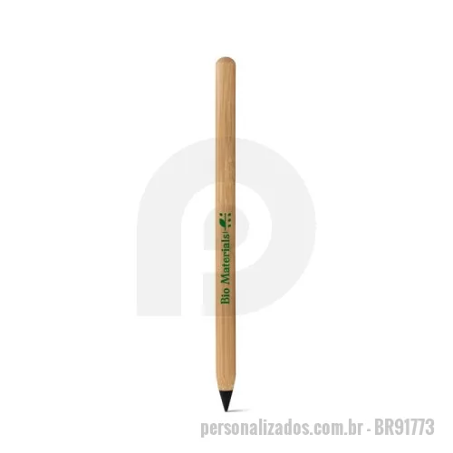 Caneta de bambu personalizada - Caneta sem tinta com ponta de liga metálica com grafite e corpo em bambu. Apto para um uso prolongado. Até 2 km de escrita. Não é necessário apontar e a escrita pode ser apagada. Produto amigo do ambiente.