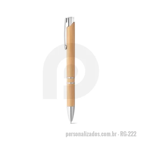 Caneta de bambu personalizada - Caneta esferográfica em bambu com clipe de metal. Escrita em azul até 1.5 km.