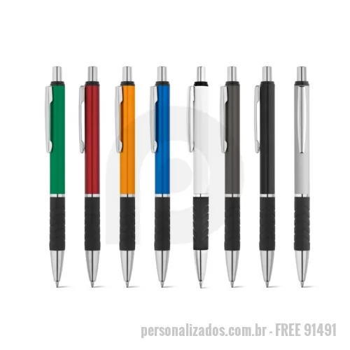 Caneta emborrachada personalizada - Esferográfica em alumínio com clipe de metal e grip Esferográfica em alumínio com clipe de metal e antideslizante. Até 1,5 km de escrita. Escrita em azul. ø10 x 136 mm