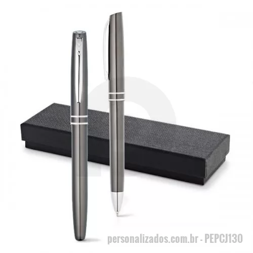 Caneta metálica personalizada - Conjunto de Caneta Personalizado com Caneta Roller