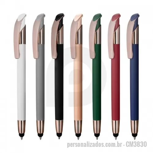 Caneta metálica personalizada - Caneta esferográfica em metal escrita em azul. Refil tipo parker e ponta touch emborrachada. Dimensão Produto:15xø1,0cm Peso do Produto:0,017kg