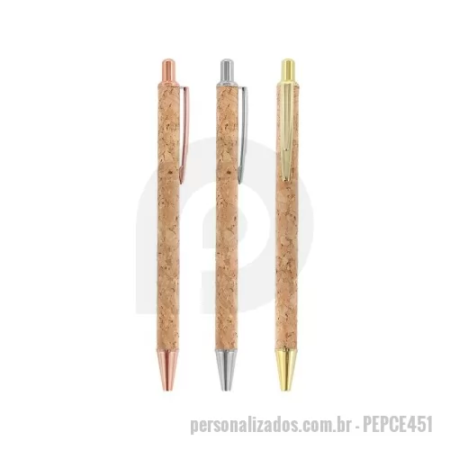 Caneta metálica personalizada - Caneta de Metal e Cortiça para Brindes