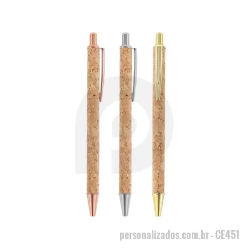 Caneta metálica personalizada - Caneta de Metal e Cortiço Promocional
