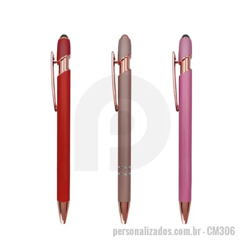 Caneta metálica personalizada - Caneta de Metal com Touch Personalizada
