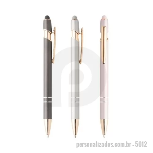 Caneta metálica personalizada - Caneta metálica touchscreen com acionamento por clique, carga esferográfica azul 1.0mm.