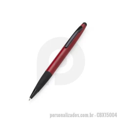 Caneta metálica personalizada - Caneta metálica Personalizada - CBX15004 - Caneta metálica sofisticada, com ponta esferográfica de 1.0?mm e tinta azul, acionamento por rotação e ponteira touchscreen para uso em dispositivos digitais. Seu corpo em metal oferece durabilidade e elegância, ideal para ambientes corporativos e executivos. Perfeita para quem busca estilo e funcionalidade em um só produto.  Especificações:  Comprimento: 13,9?cm  Diâmetro: 1,4?cm  Área para gravação: 0,7?cm x 4?cm  Peso aproximado: 21?g - 176059 - Caneta metálica