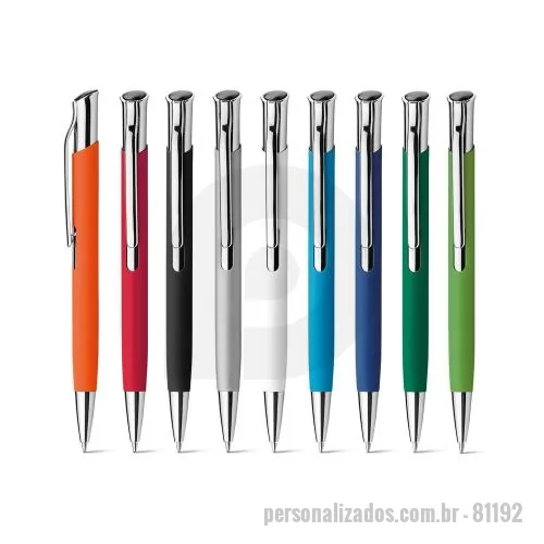 Caneta metálica personalizada - Caneta metálica Personalizada - 81192 - Esferográfica em alumínio com acabamento emborrachado e clipe de metal. Escrita em azul até 1.5 km. ø10 x 137 mm - 179465 - Caneta metálica