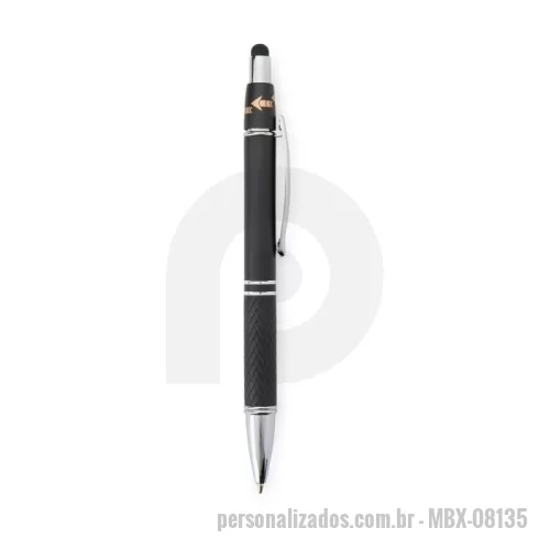 Caneta metálica personalizada - Um novo aliado contra o estresse do dia a dia. Com design funcional e elegante, ela conta com acionamento por clique, carga esferográfica azul de 1.2 mm e um dispositivo antiestresse que funciona como um spinner integrado, perfeito para aliviar a tensão enquanto escreve.