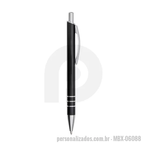 Caneta metálica personalizada - Caneta metálica, acionamento por clique e carga esferográfica azul 1.0mm.