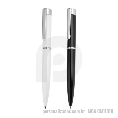 Caneta metálica personalizada - Caneta esferográfica de metal escrita em azul