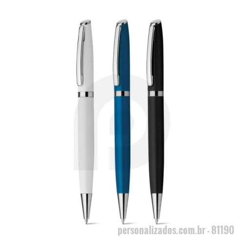 Caneta metálica personalizada - Caneta esferográfica em alumínio com mecanismo twist e clipe. Escrita em azul até 1,8 km. ø11 x 140 mm