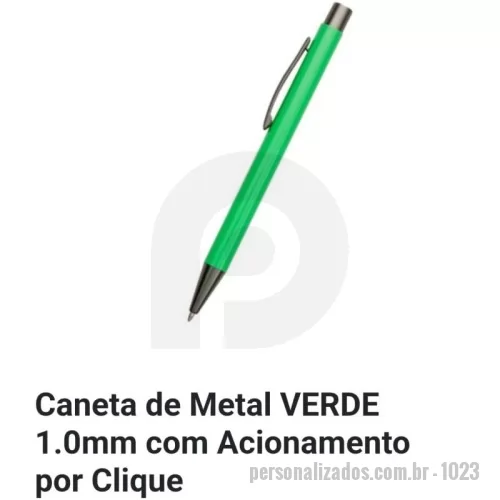Caneta metálica personalizada - Caneta metálica com acionamento por clique e carga esferográfica azul de 1.0mm, ela garante uma escrita sua  e confortável.