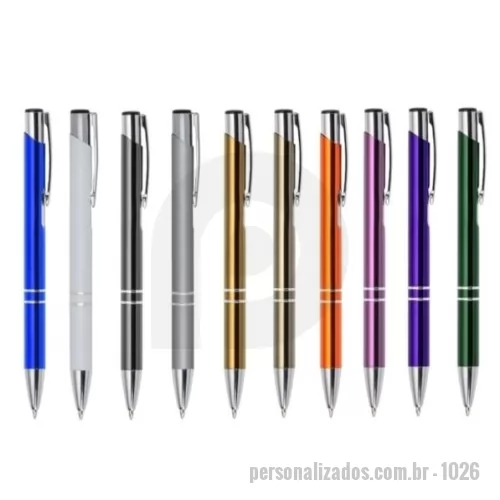 Caneta metálica personalizada - Caneta de Metal com 2 aneis diversas cores, ideal para gravação em Laser