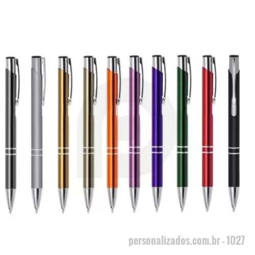 Caneta metálica personalizada - Caneta de Metal com 2 aneis diversas cores, ideal para gravação em Laser