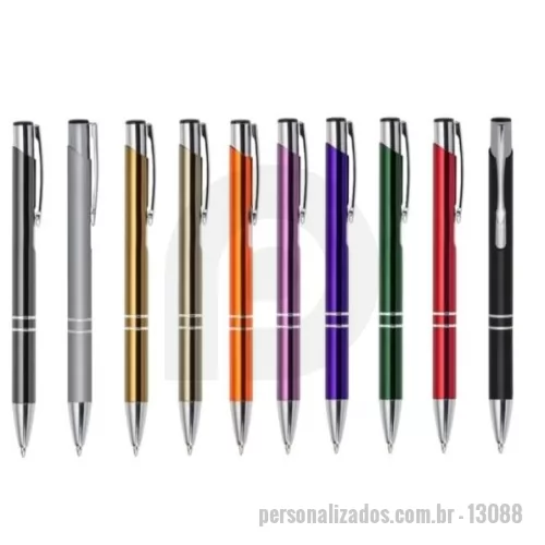 Caneta metálica personalizada - Caneta de Metal com 2 aneis diversas cores, ideal para gravação em Laser