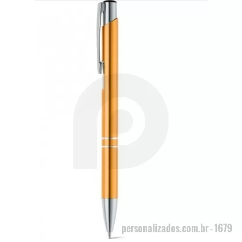 Caneta metálica personalizada - Caneta esferográfica em alumínio com clipe e acabamento metalizado. Escrita em azul até 1,5 km. ø10 x 137 mm