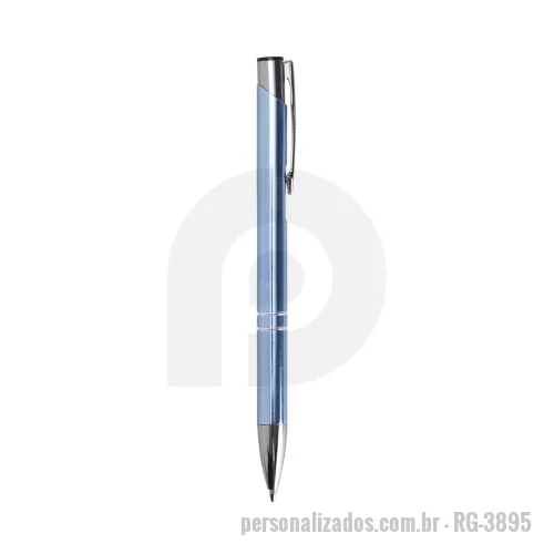 Caneta metálica personalizada - Caneta metálica com carga esferográfica azul e acionamento por clique.