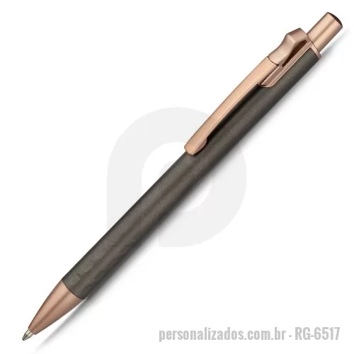 Caneta metálica personalizada - Caneta esferográfica de metal escrita em azul.
