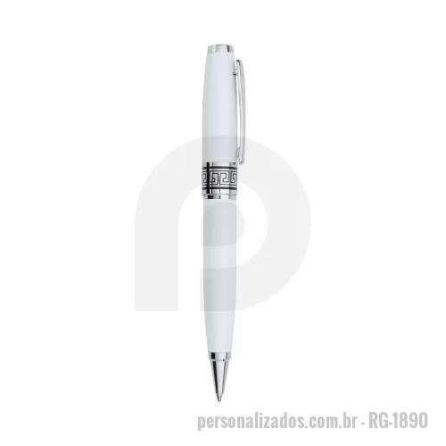 Caneta metálica personalizada - Caneta metálica, acionamento por rotação e carga esferográfica azul 1.0mm.
