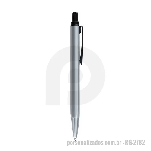 Caneta metálica personalizada - Caneta metálica triangular com carga esferográfica azul e acionamento por clique.